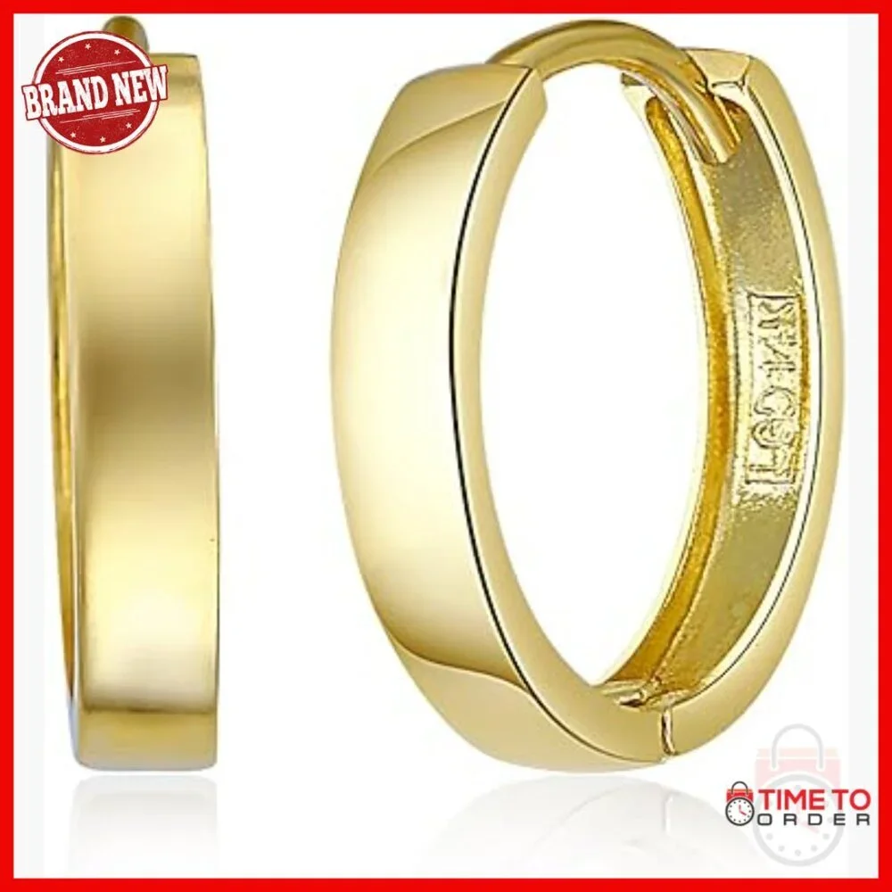 14k Yellow Gold 2.5mm Hoop Huggie Earrings 13mm Polished